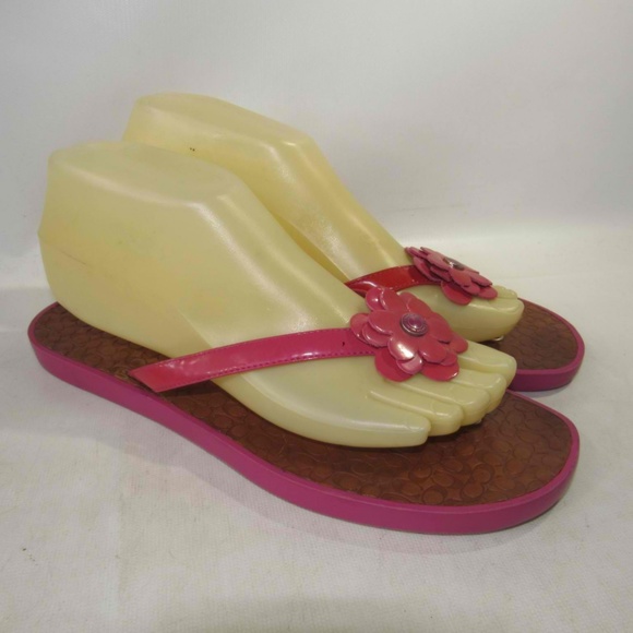 Coach LINDY Size 8 Pink Flip Flops Womens B3B8 - Picture 6 of 8